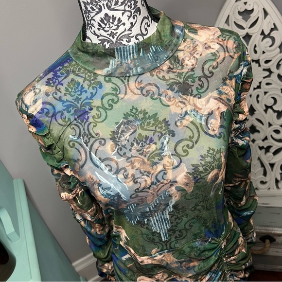 Fashion Nova Angelic Moments Ruched Mini Dress Green Size 1X - Picture 6 of 15